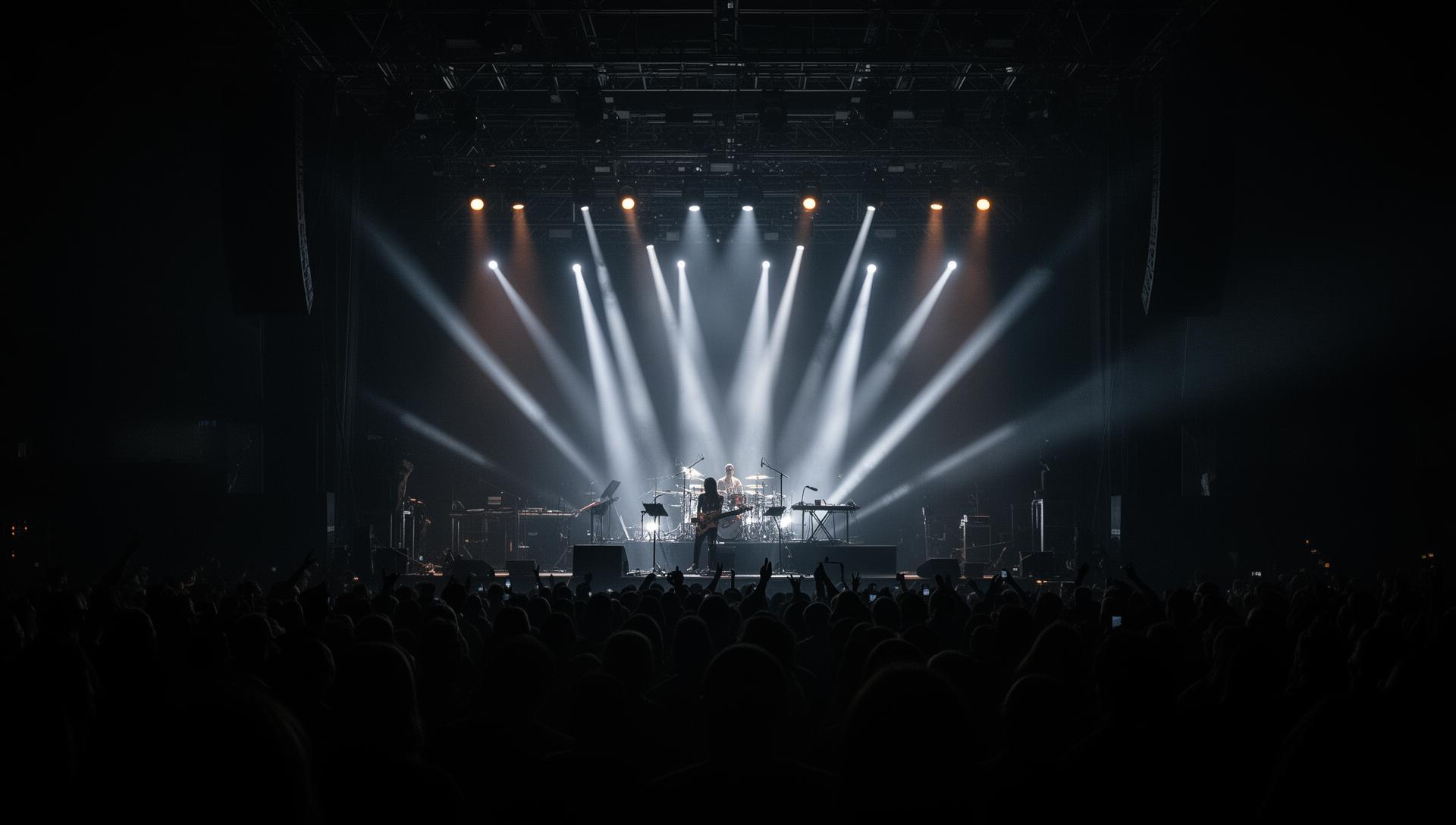Live concert stage with dramatic lighting